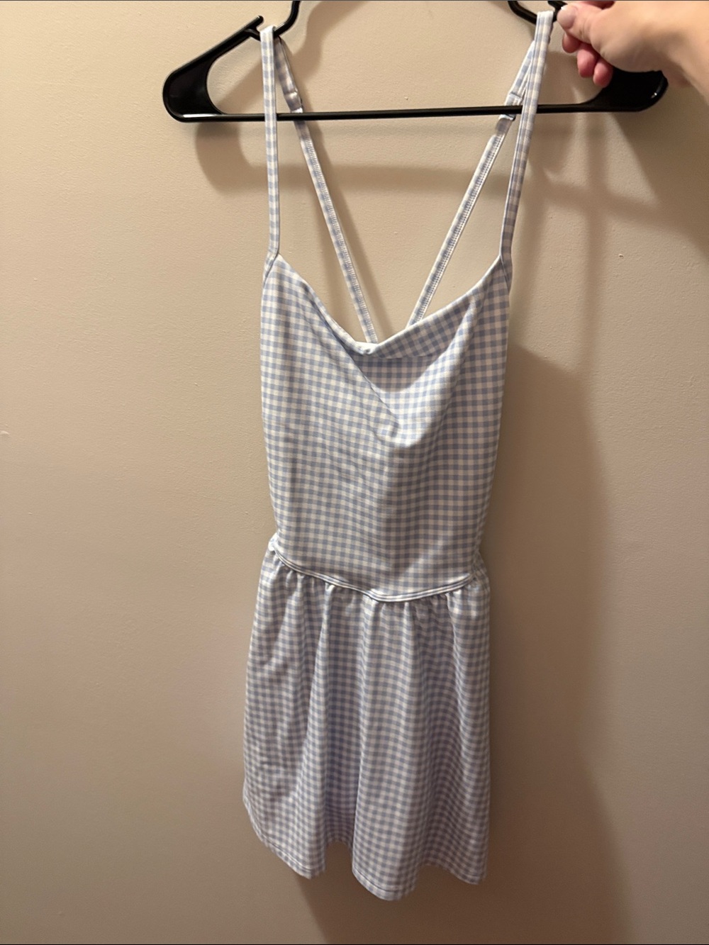Gilly Hicks Light Blue Gingham Satin Slip Dress